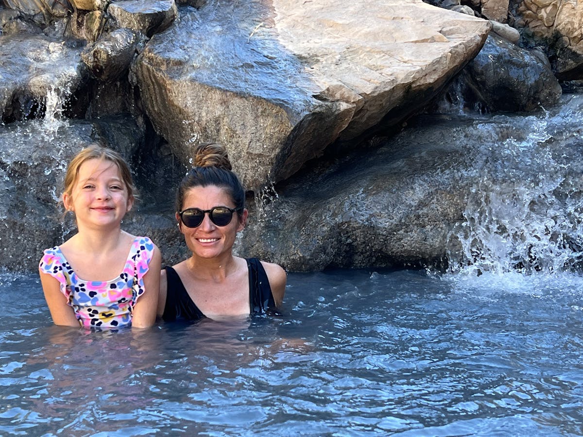 Chelsey & Maddie in the pools at Fifth Water Hot Springs