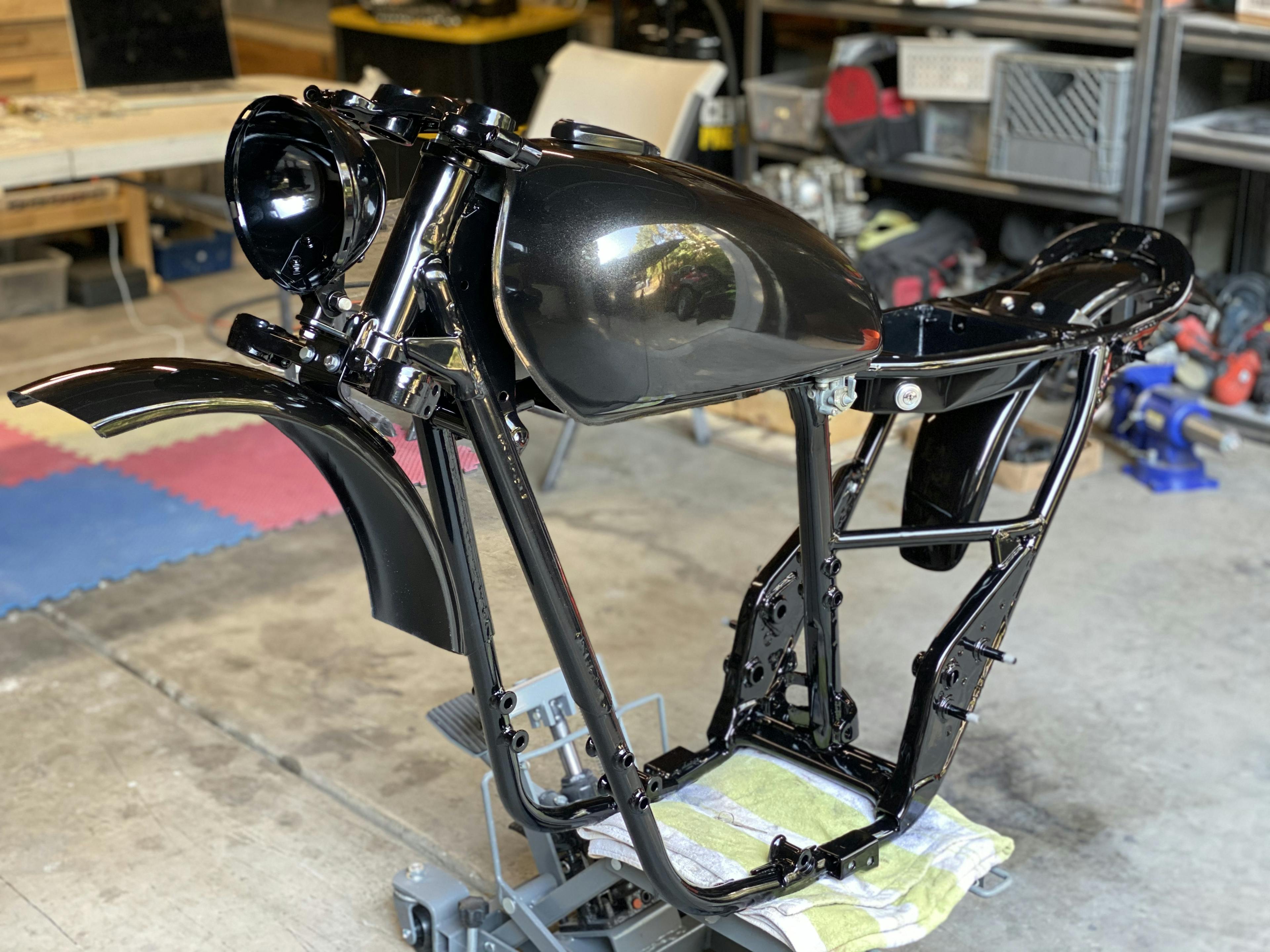 XS650 Frame painted and powder coated 
